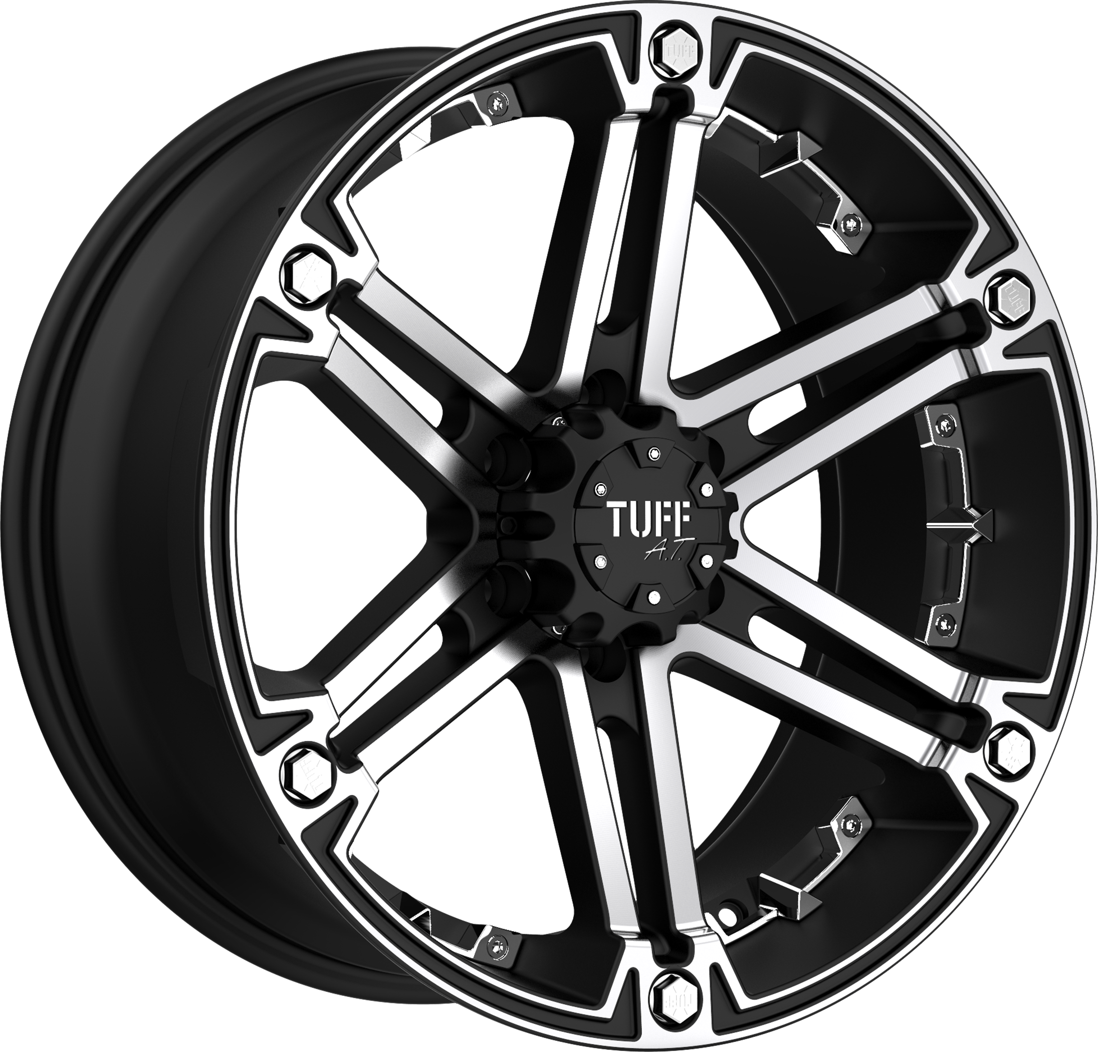 TUFF_T01_FlatBlack_MachinedFace&Flange_ChromeInserts_Standard